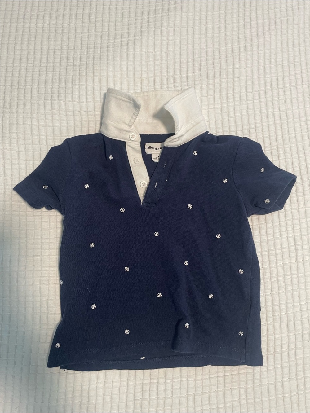 Kids Navy Polo Top with White Collar 2T